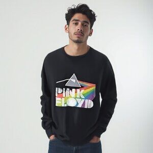 ❤️Pink Floyd Black Crewneck Sweater with Iconic Prism Design XXL
